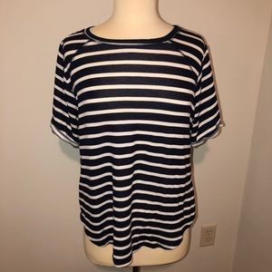 Moa Moa short sleeved navy blue striped top